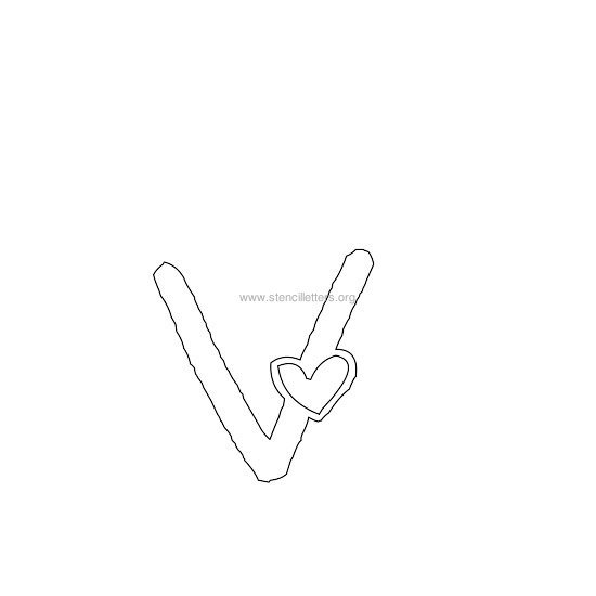 heart design stencil letter v
